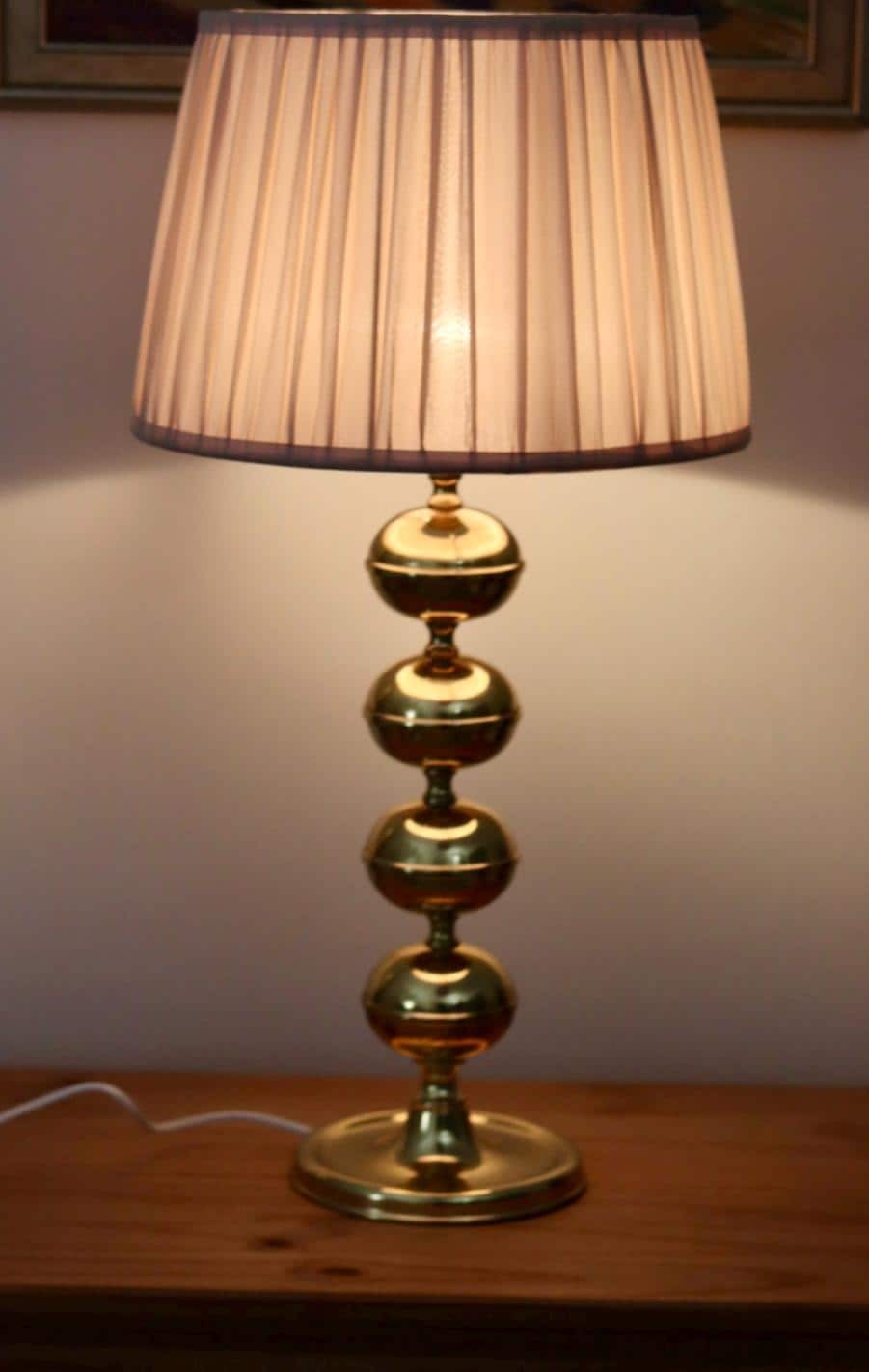 Tall Swedish Brass Bobbin lamp by Borens Borås