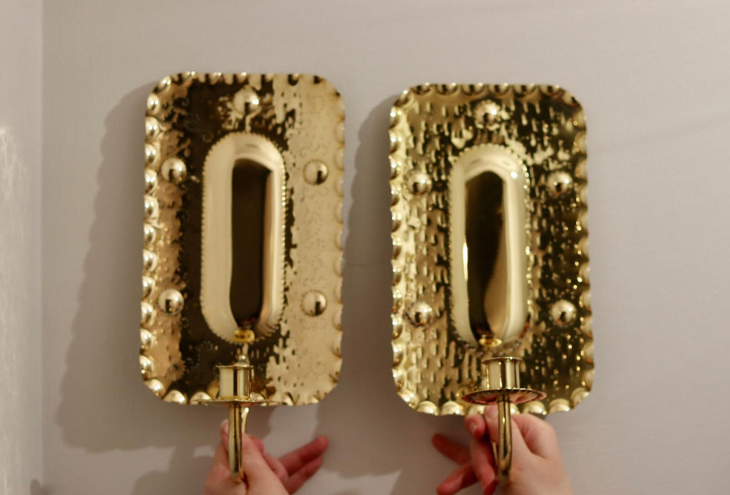Pair of Mid-Century Swedish Brass Sconces by A. Eriksson Linberg