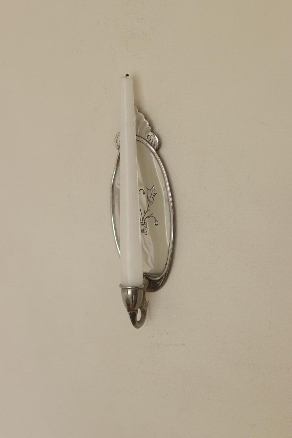 Pair of Mid Century Swedish Pewter Sconces with Mirror by Svenskt - Tenn