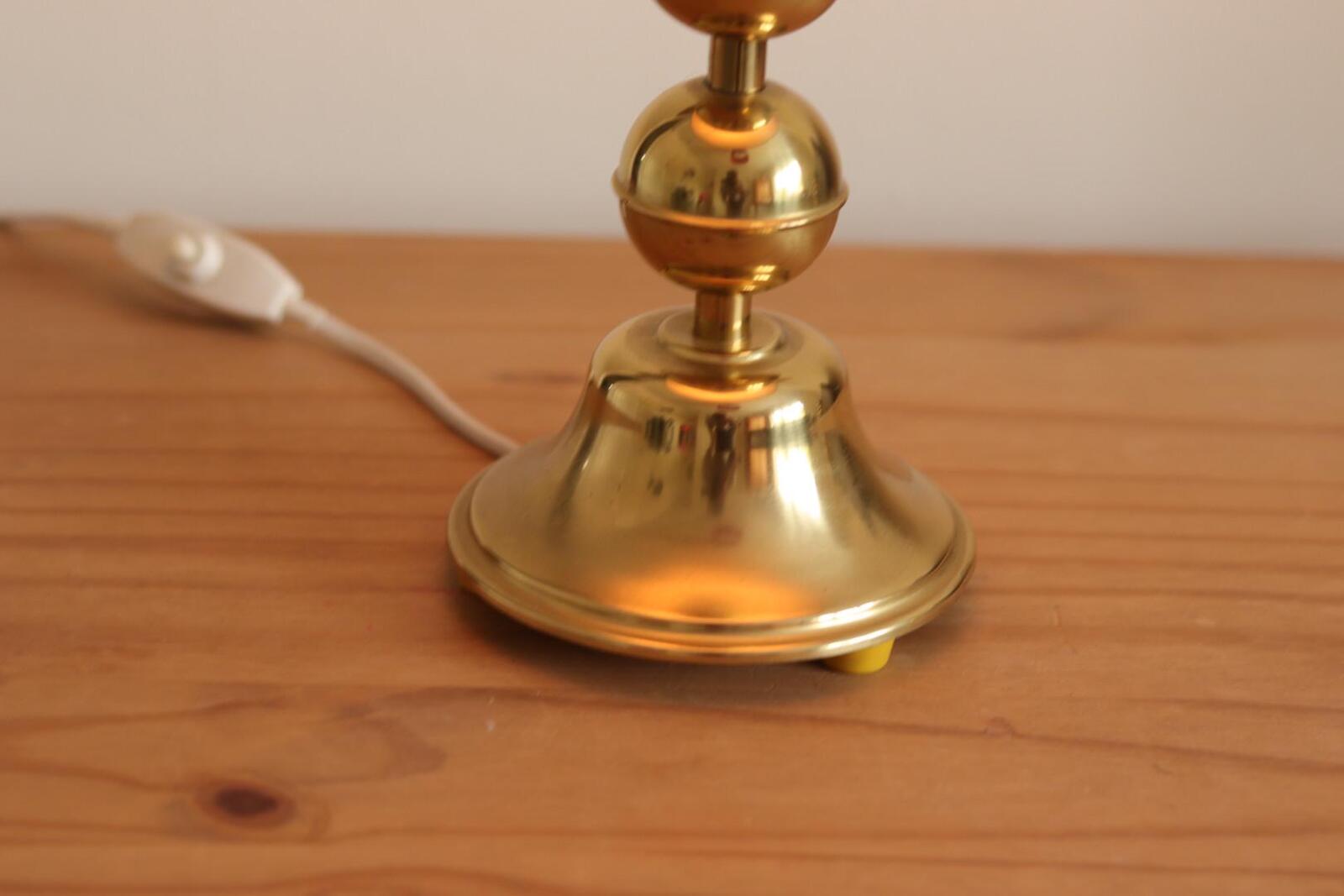 Pair of Vintage Swedish Brass Bobbin Table Lamp By Aneta