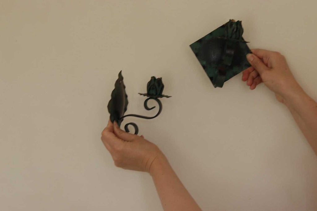 Pair of Vintage Metal/Brass Swedish Verdigris Sconces
