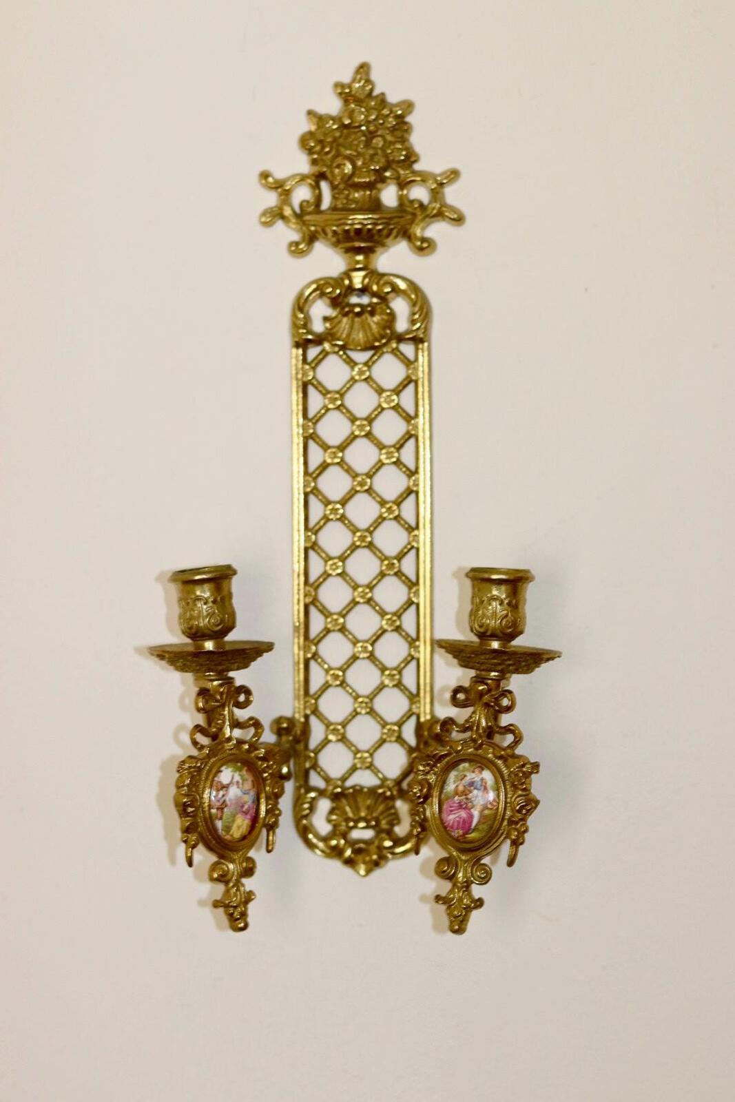 Pair Of Vintage French Brass Sconces