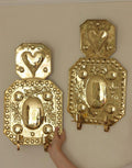 Large Baroque Style  Mid-Century Double Arms Brass Swedish Sconces