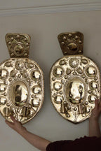 Pair Large baroque Style Mid Century Swedish Brass Sconces