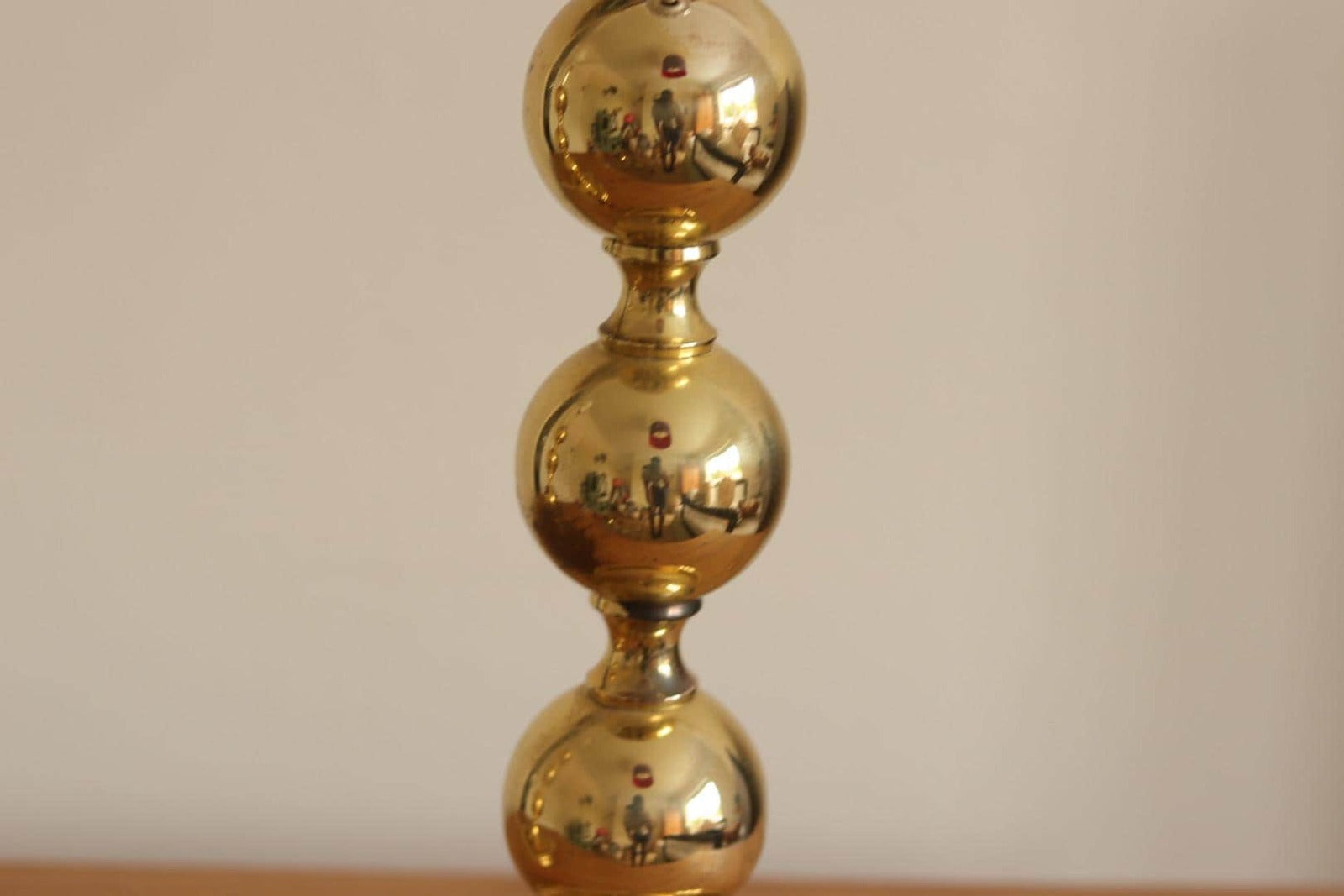 1970's Pair of Brass Bobbin Table lamps