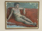 “Reclining Lady on Red Couch” by Vilhelm Blomquist