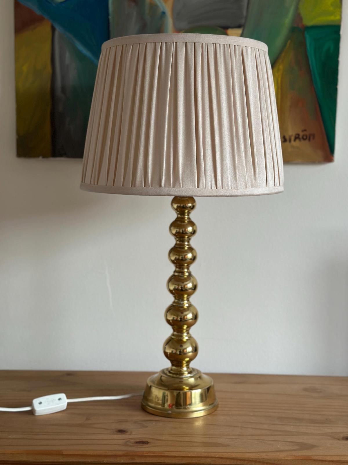 Tall Swedish Brass Bobbin lamps by Enco