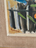 “Figure by a Fence with Flowers” by Carl Gunne