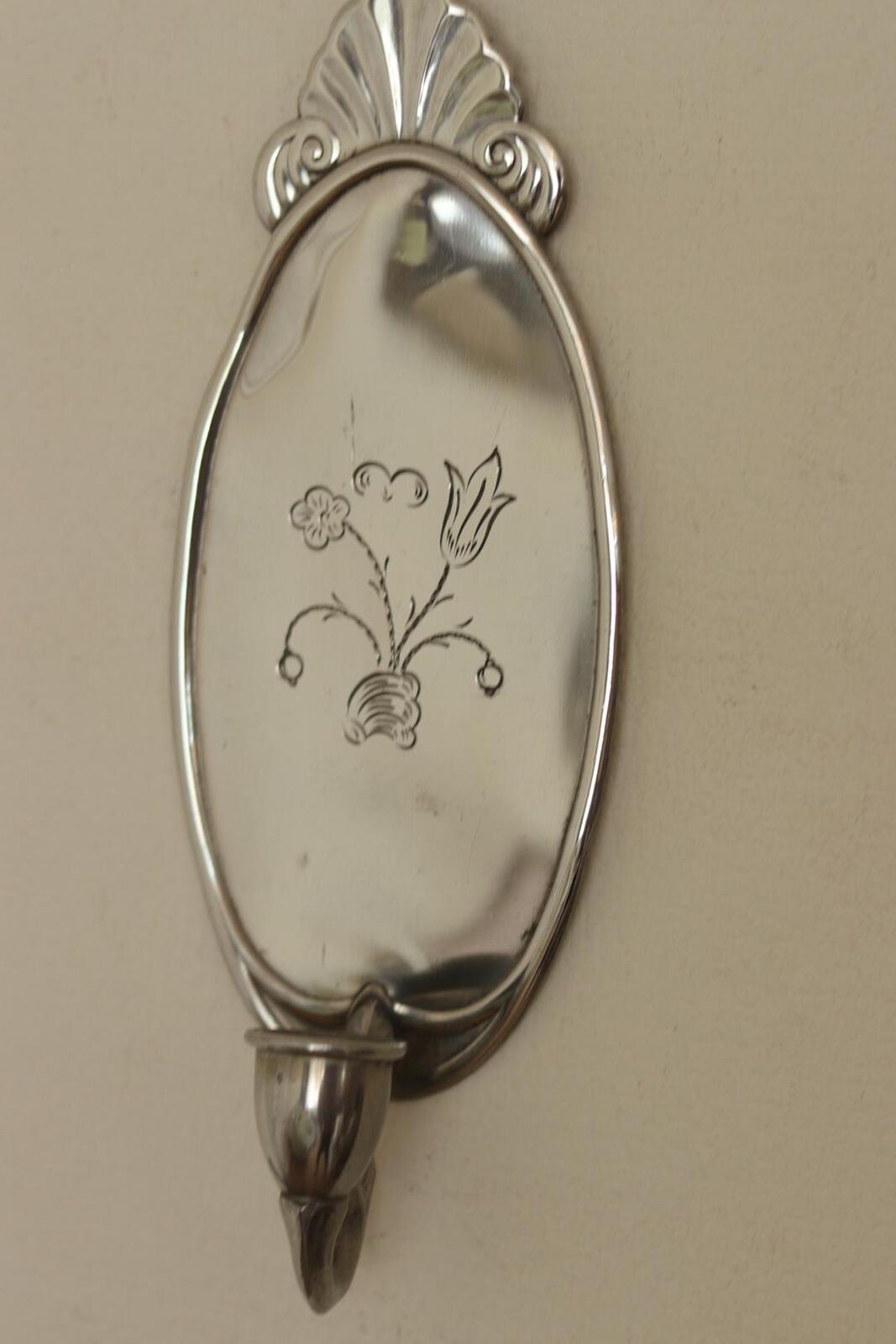Pair of Mid Century Swedish Pewter Sconces with Mirror by Svenskt - Tenn