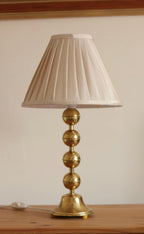 Pair of Vintage Swedish Brass Bobbin Table Lamp By Aneta