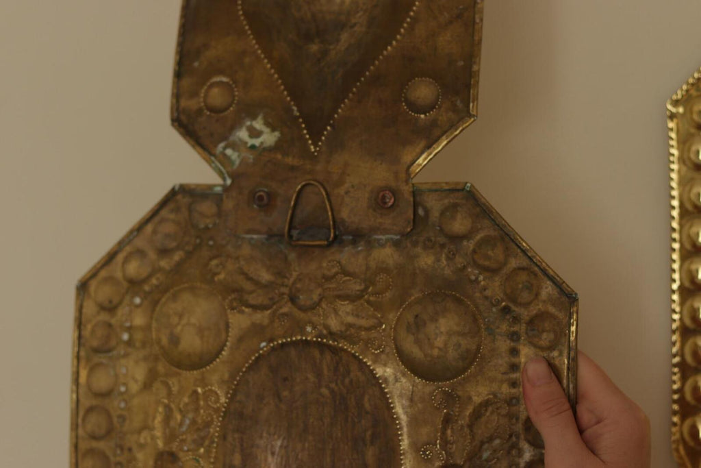 Large Baroque Style  Mid-Century Double Arms Brass Swedish Sconces