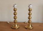 Pair of Vintage Swedish Brass Bobbin Table Lamp By Aneta