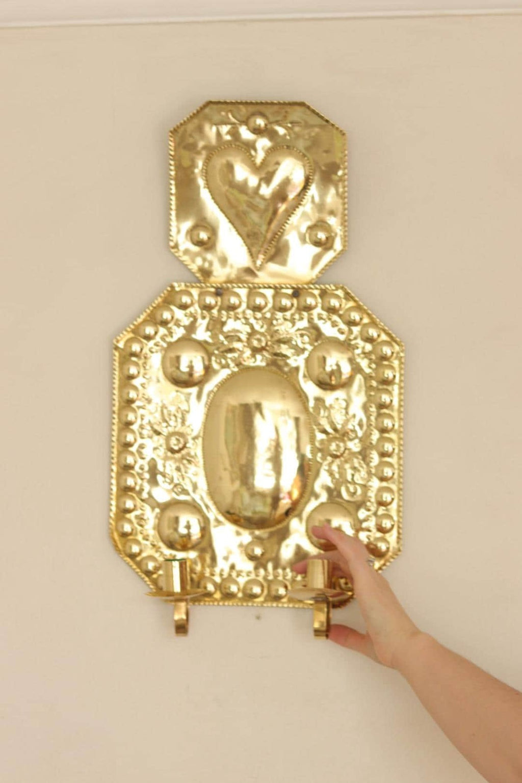 Large Baroque Style  Mid-Century Double Arms Brass Swedish Sconces