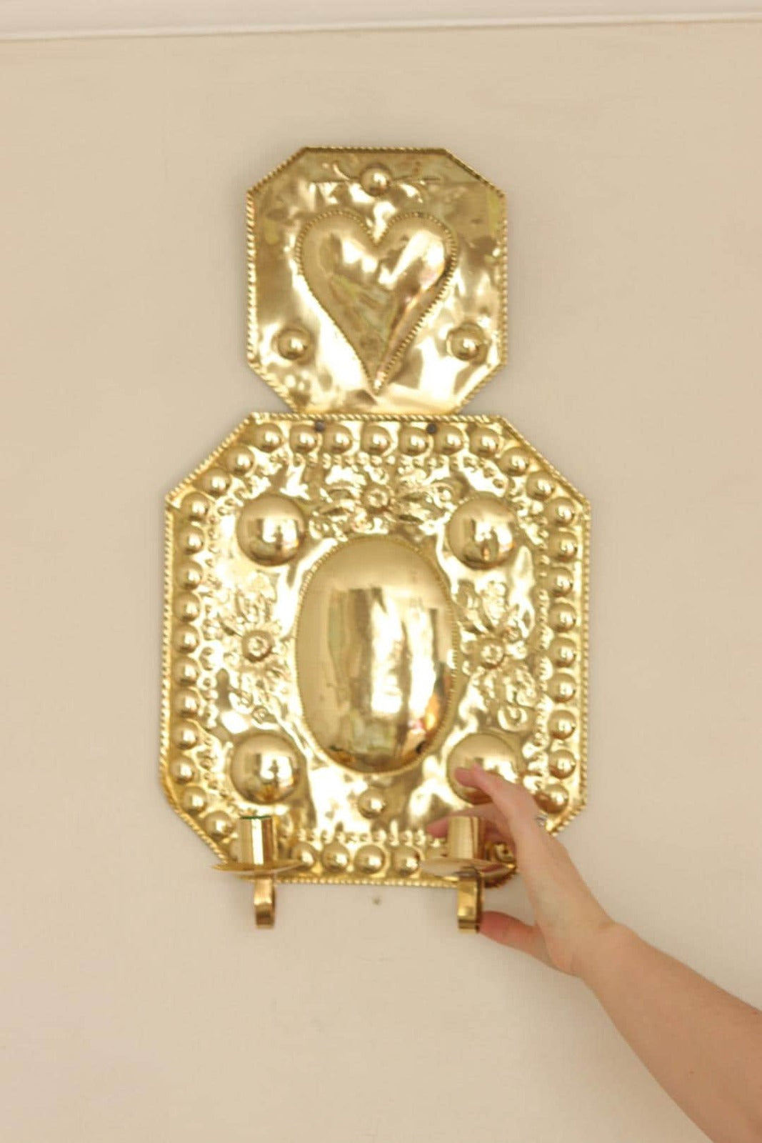Large Baroque Style  Mid-Century Double Arms Brass Swedish Sconces