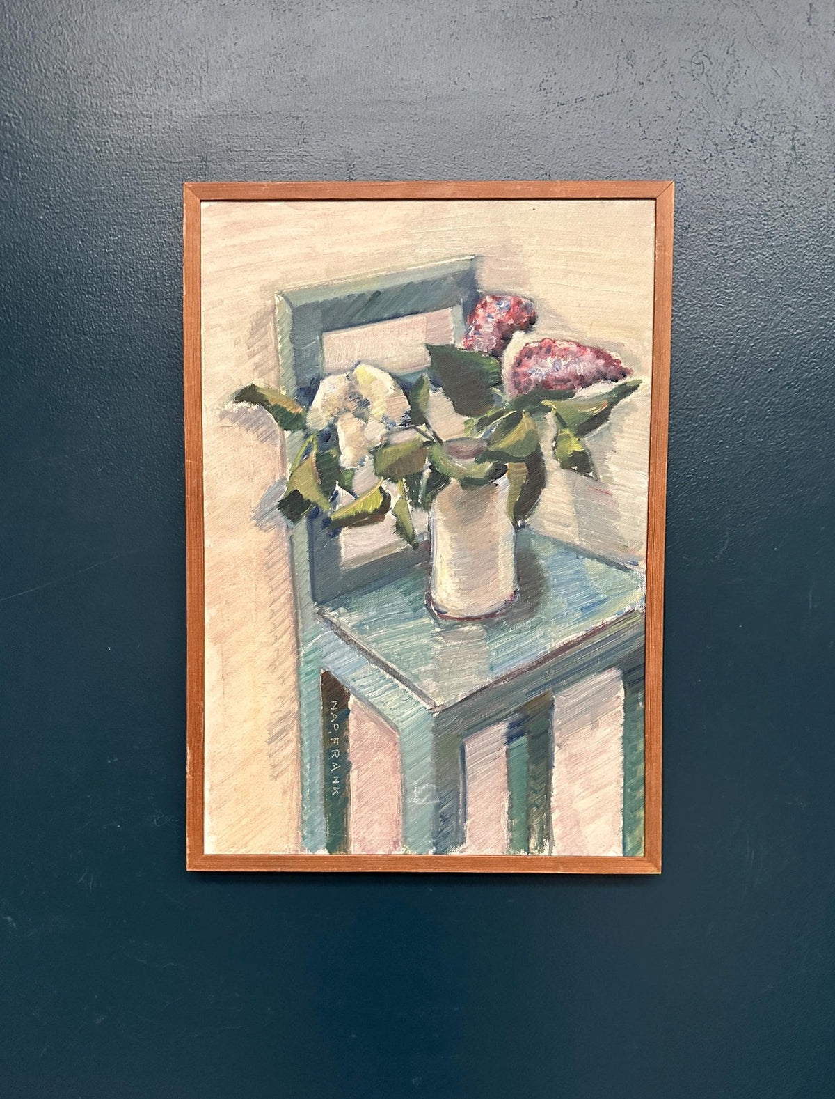 “Flowers in Vase on Chair” by Napoleon Frank