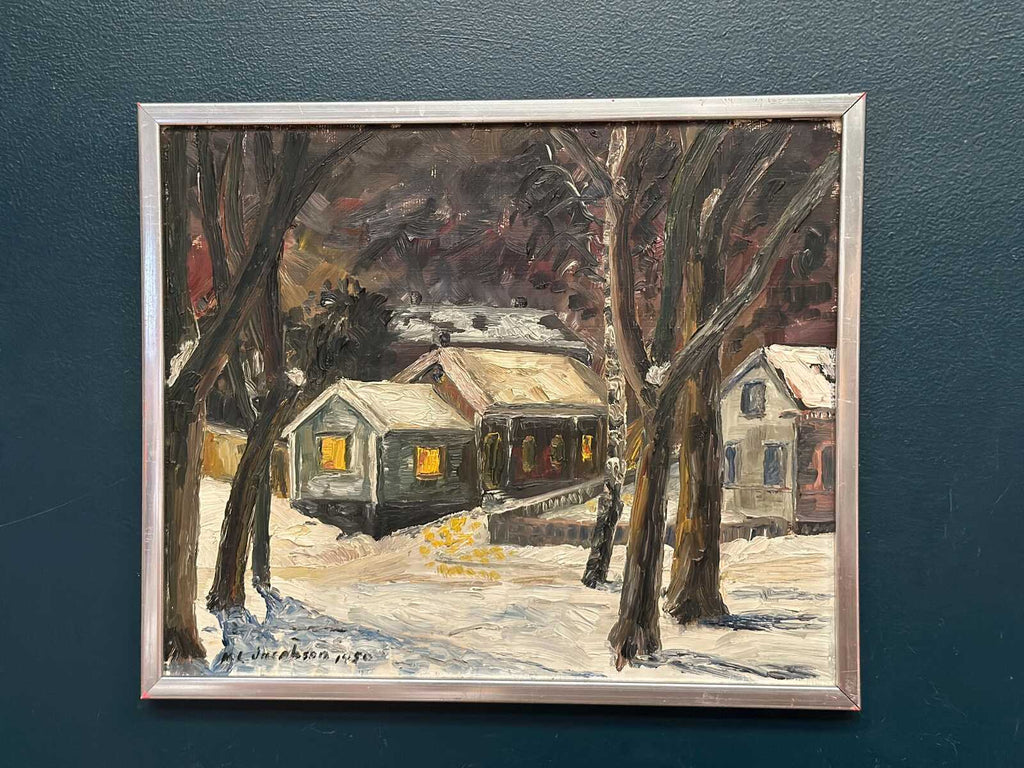“Winter Landscape with House” by M. L. Jacobson