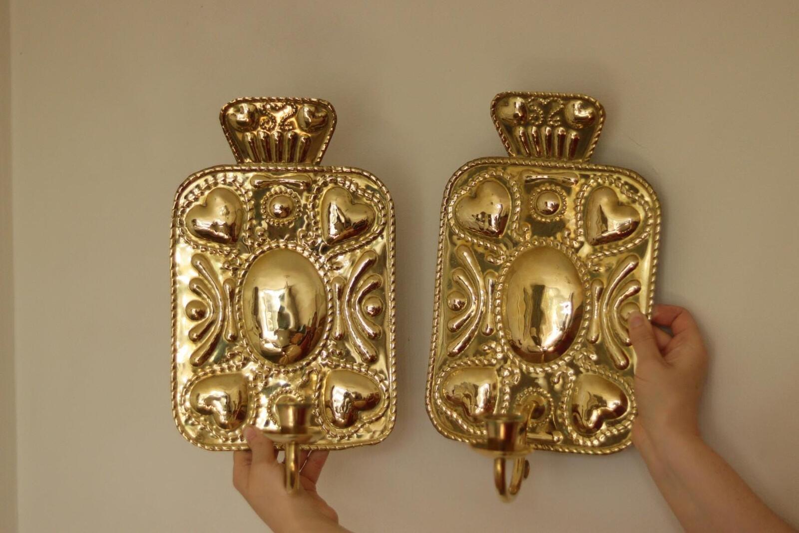 Pair Of Baroque Style Swedish Brass Sconces