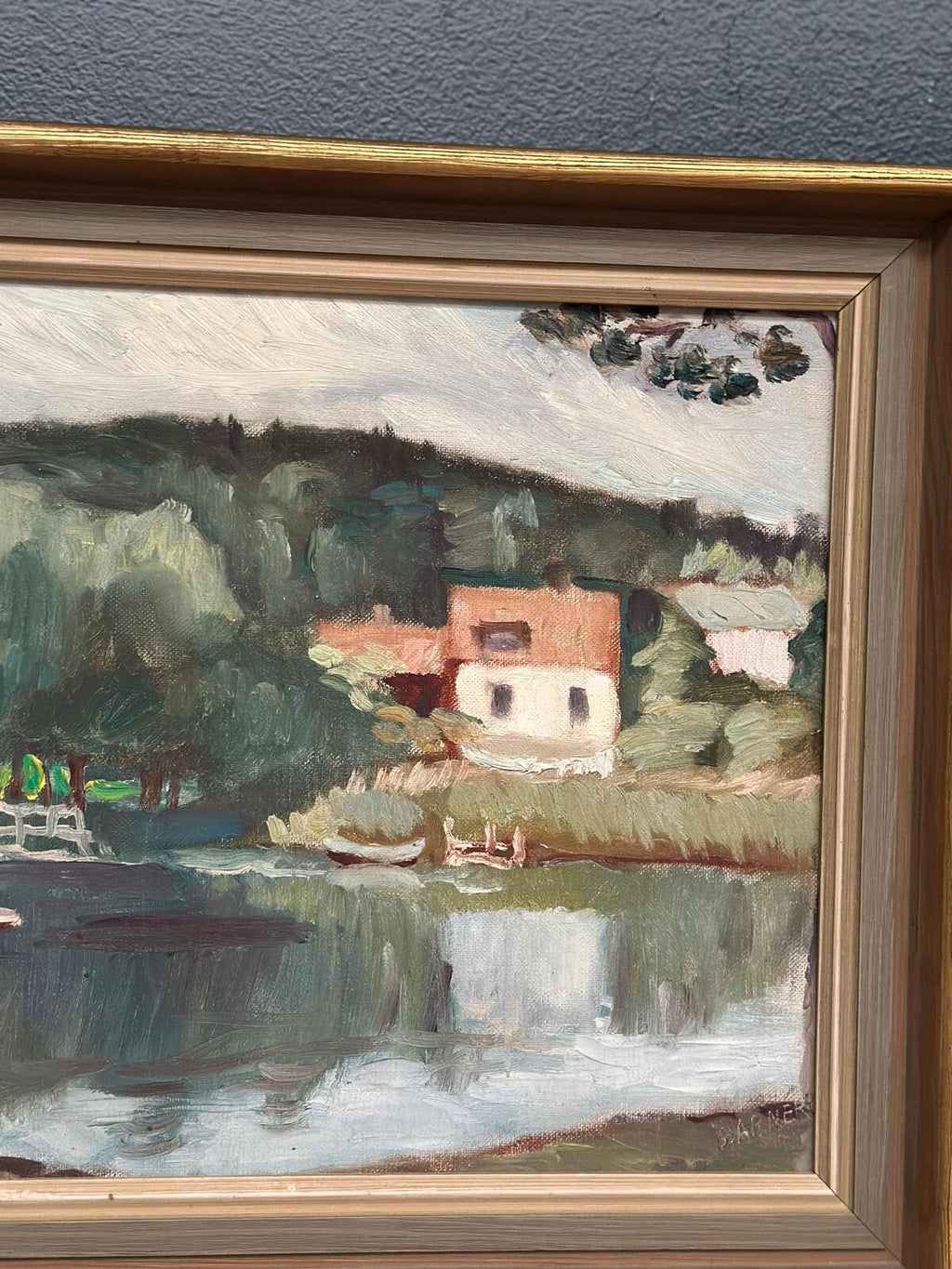 “Lake with Houses” by G. Arner
