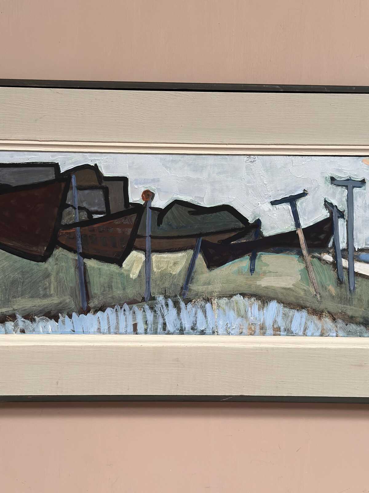 “Coastal Landscape with Beached Boats” by Ivar Ekelund (1908–2002)