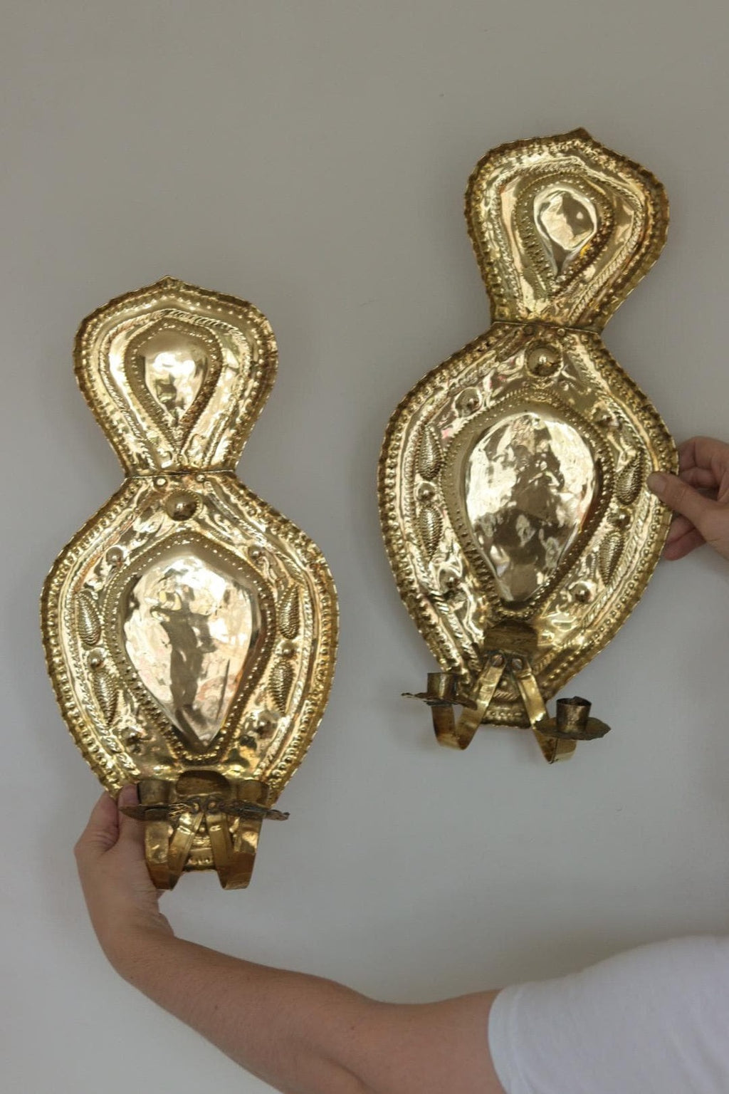 Baroque Style  Mid-Century Brass Swedish Sconces