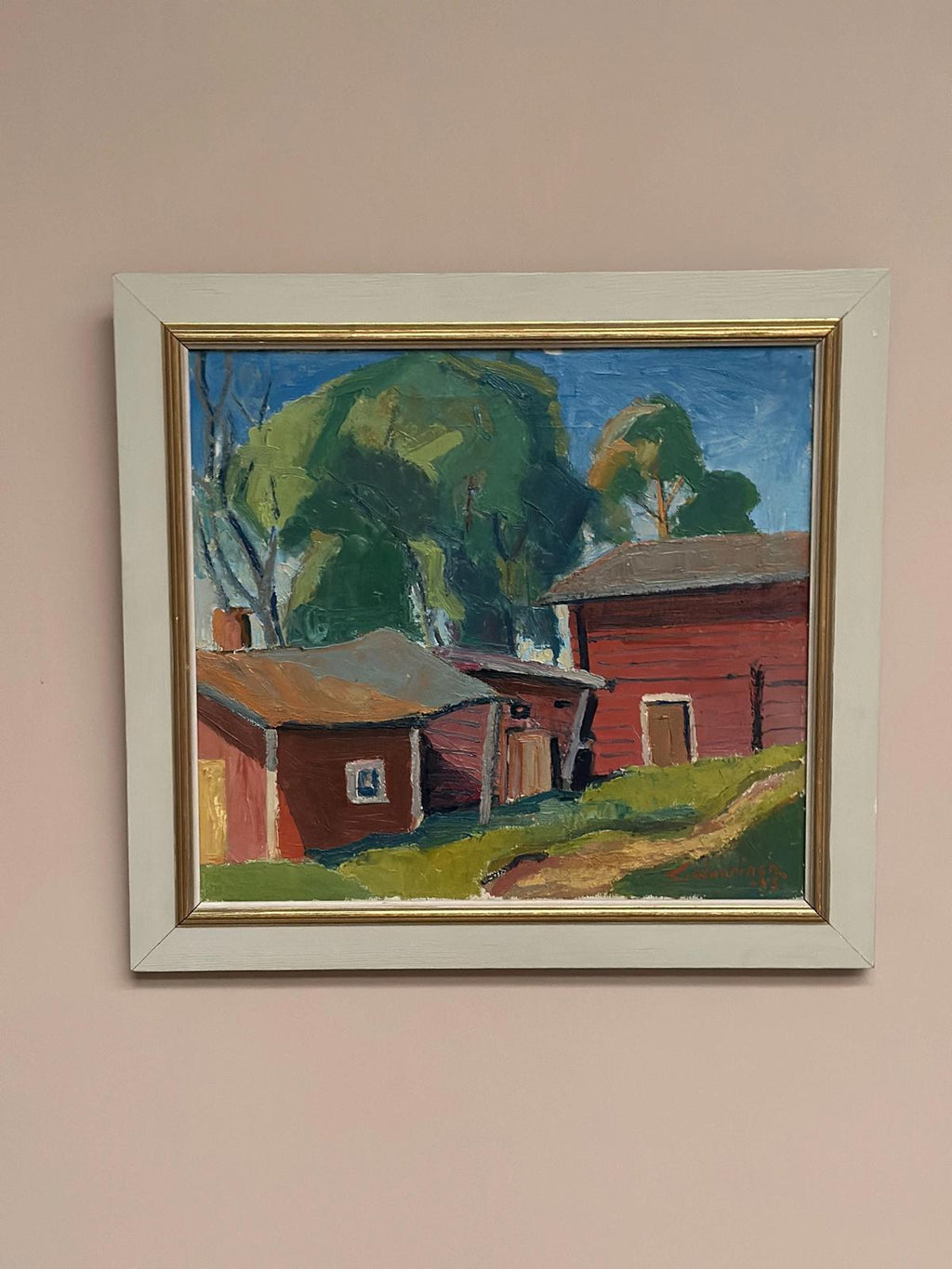 “Red Barns” by L. Wuariner