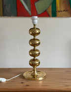Tall Swedish Brass Bobbin lamps by Aneta