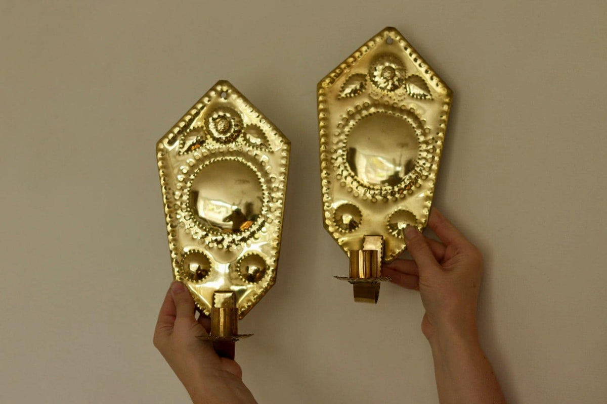 Pair Of Swedish Brass Sconces