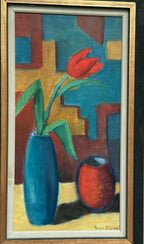 “Tulips in Blue Vase” by Hugo Olsson
