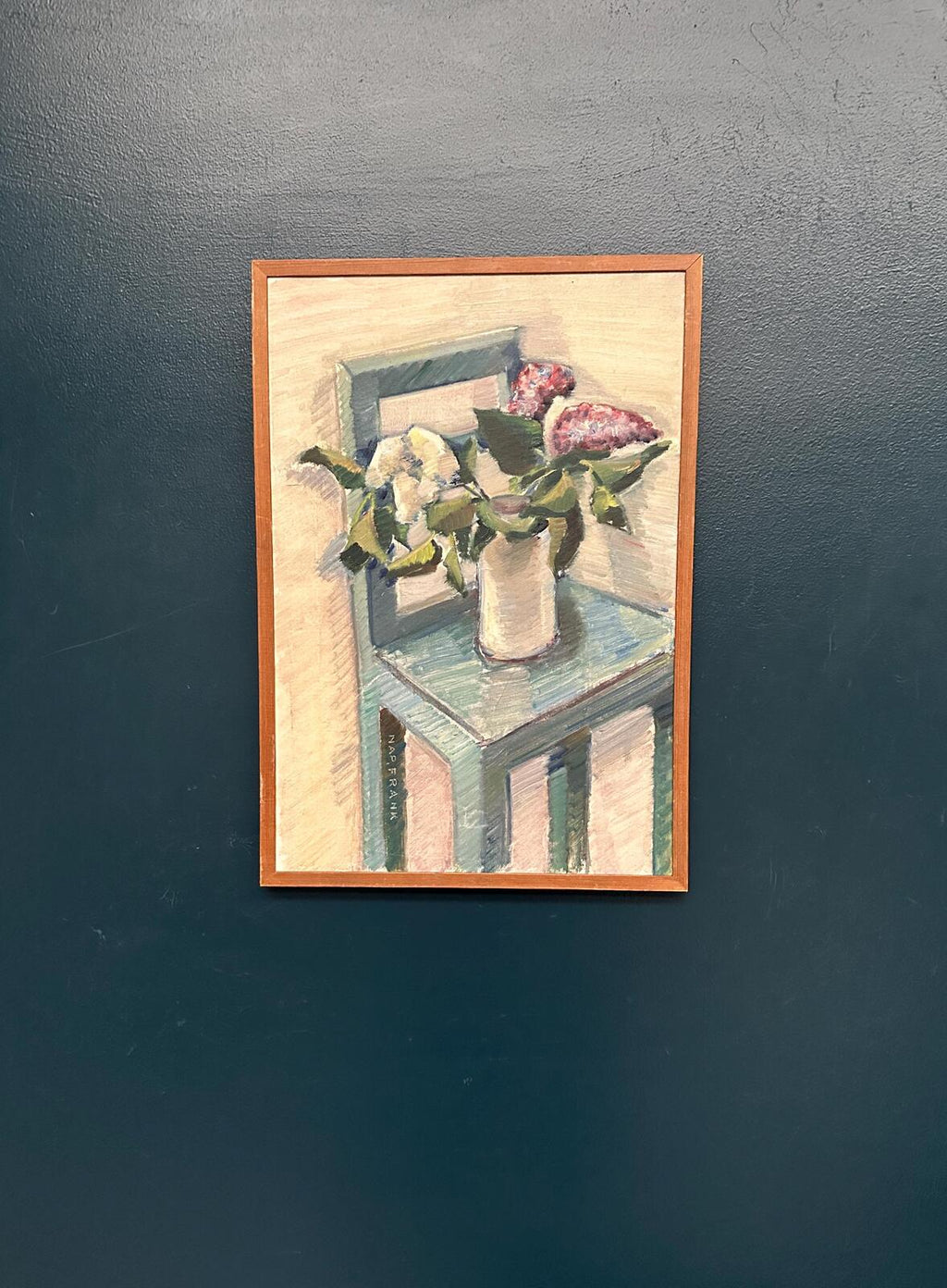 “Flowers in Vase on Chair” by Napoleon Frank