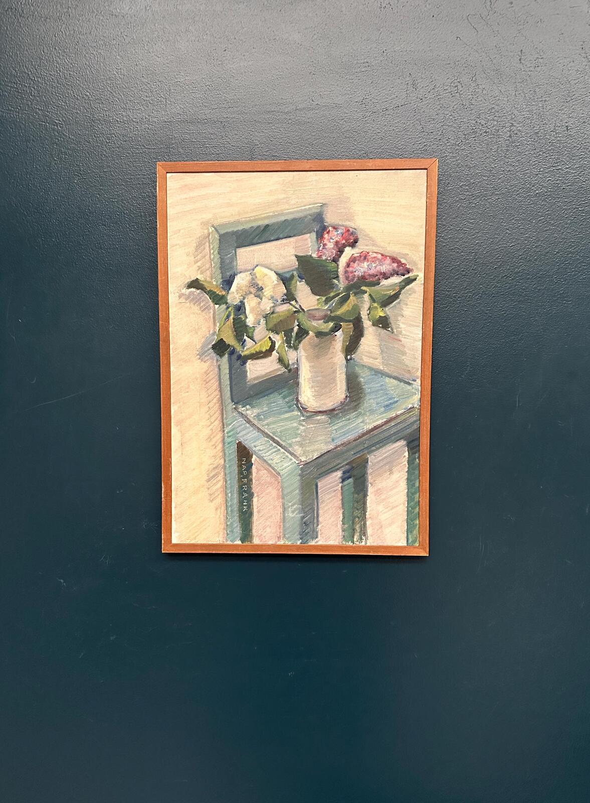 “Flowers in Vase on Chair” by Napoleon Frank