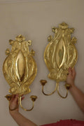 Pair Of Double Arm Art Nouveau Style Swedish Brass Sconces