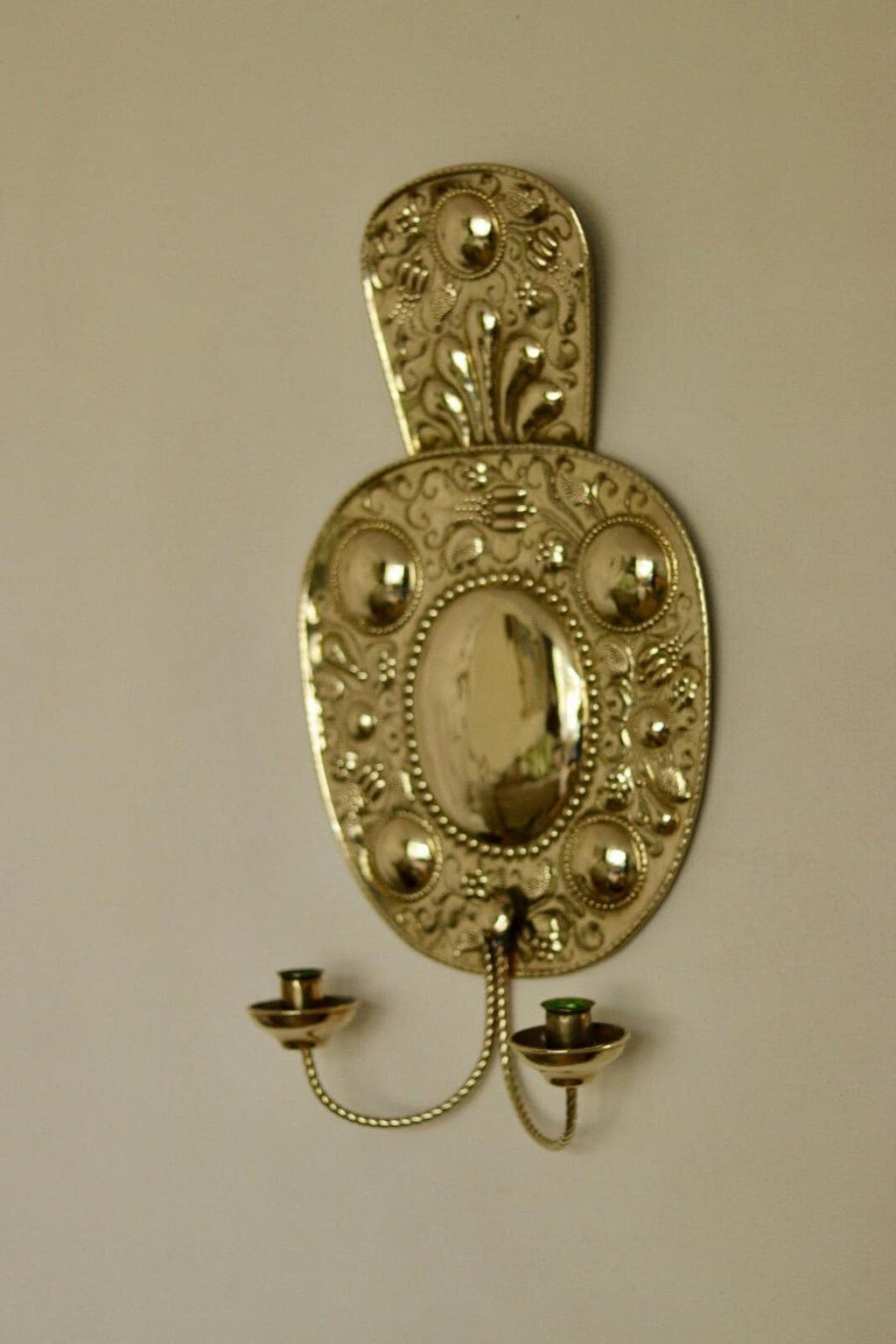 Pair Large baroque Style Mid Century Swedish Brass Sconces