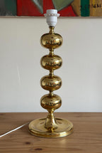 Tall Swedish Brass Bobbin lamps by Aneta