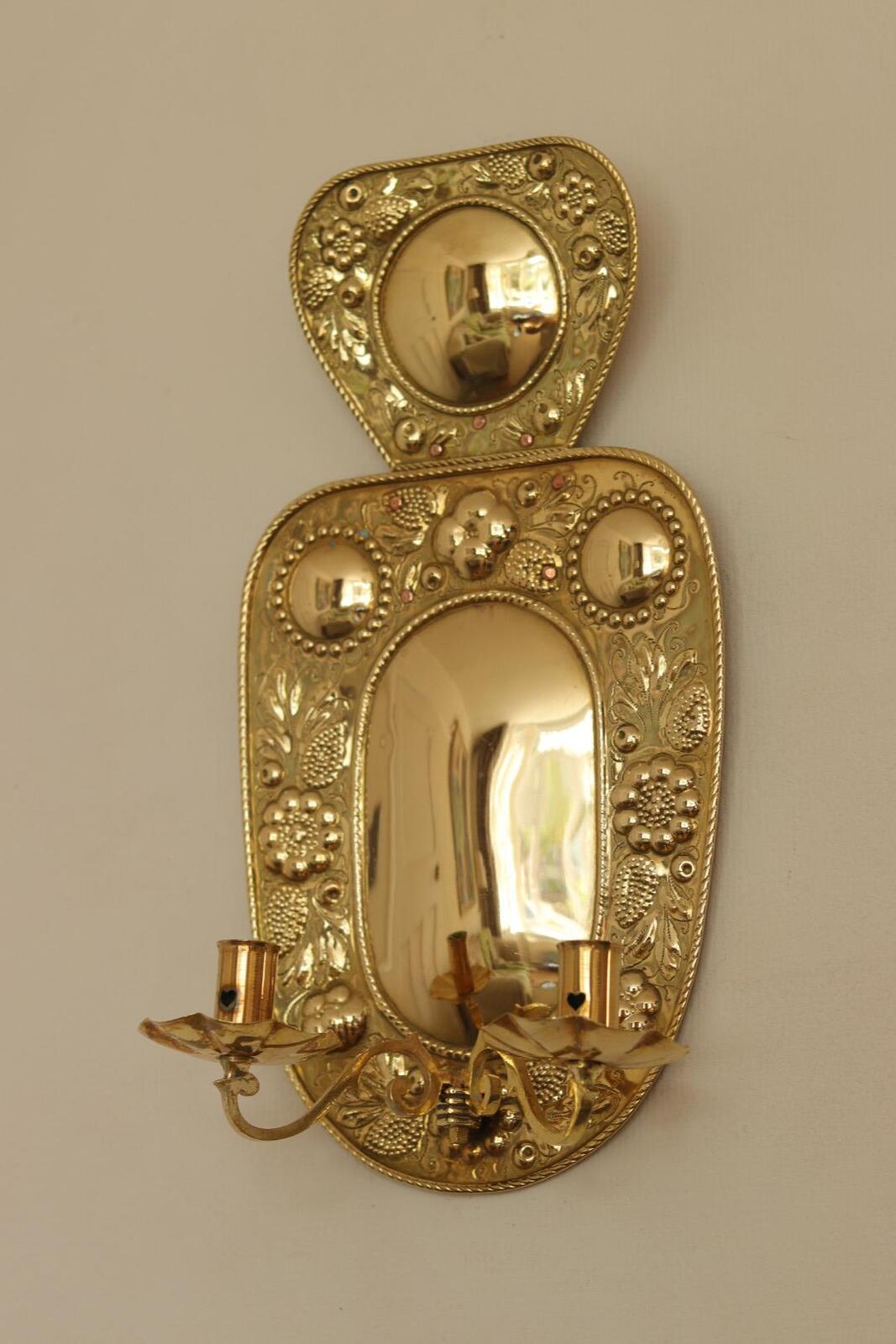 Baroque Style  Mid-Century Brass Swedish Sconces