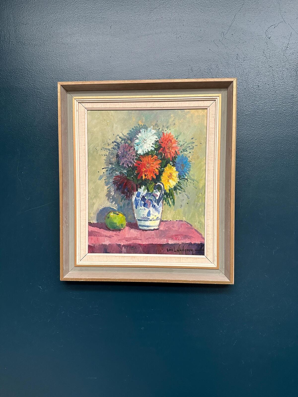 “Asters in Ceramic Vase” by Eric Lundgren