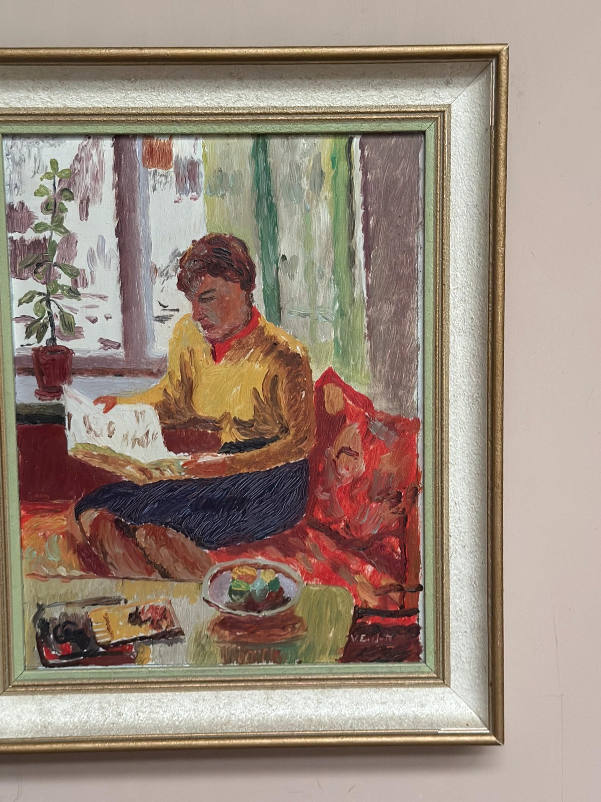 “Woman Reading Book” by Einar Emland (1916–1994)