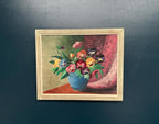 “Pansies in Blue Vase” by G. Stränz