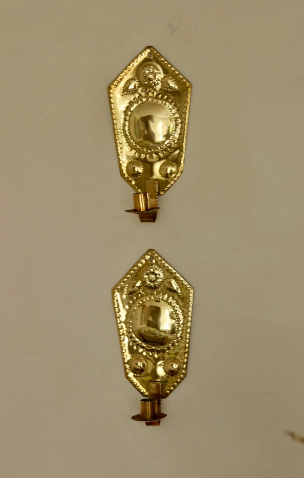 Pair Of Swedish Brass Sconces
