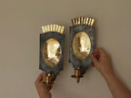 Pair Of Mid Century Swedish Brass  and Metal Sconces