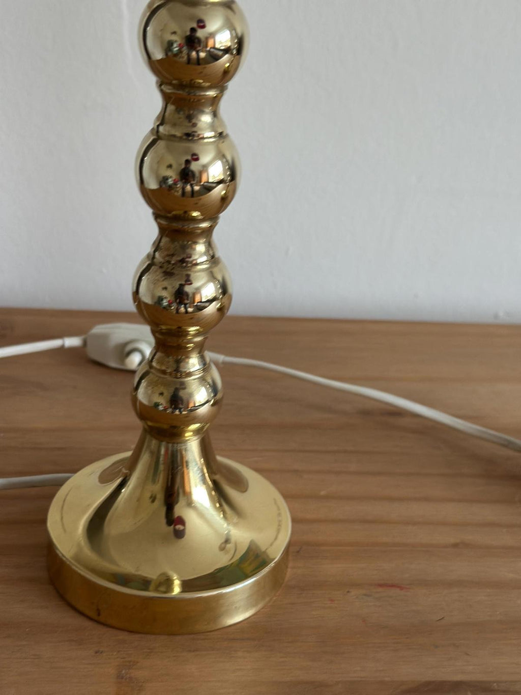 Pair of Mid Century Swedish Brass Lamps with French Scallop Shades