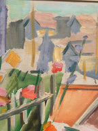 “Figure by a Fence with Flowers” by Carl Gunne