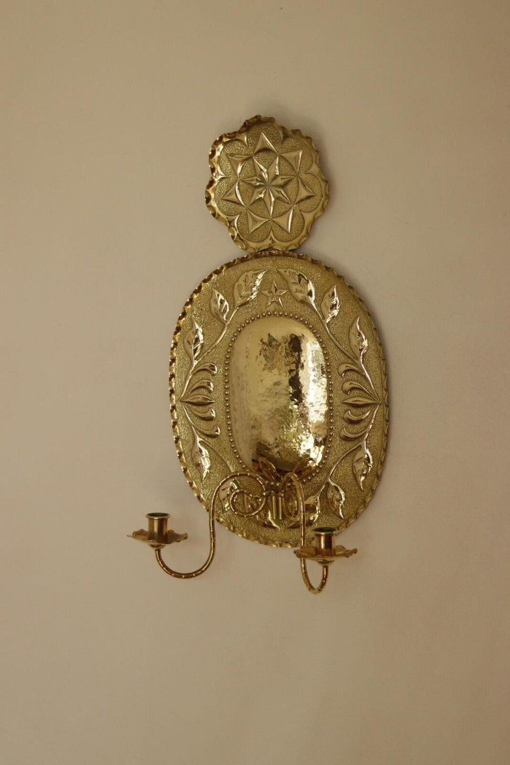 1945's Pair Of Mid Century Swedish Brass Sconces Double Arm