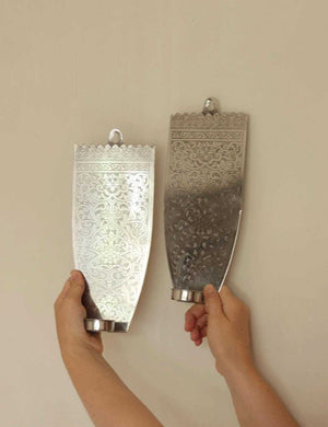 Pair Of Vintage Pewter Sconces