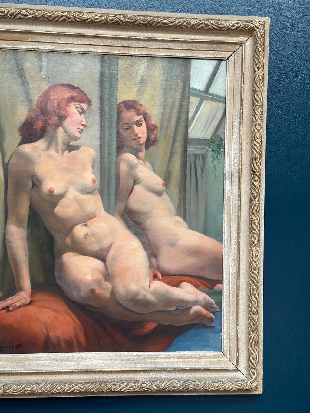 Sittande kvinna vid spegel By Philippe de Rougemont (1891–1965)
