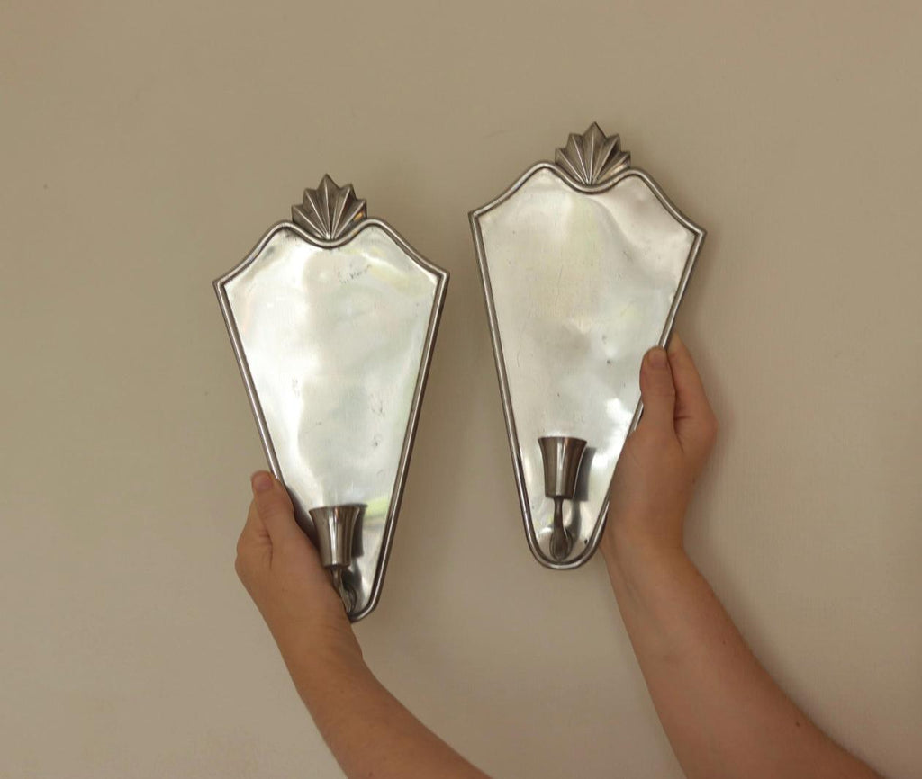 Pair Of Swedish Pewter Sconces By Ystad Tenn