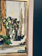 Original Swedish Oil on Canvas – “Still Life with Flowers and Grapes” by Aldo Altomare – Vintage & Framed – 64 × 46 cm (25.2" × 18.1")