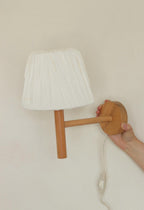 1970/80's Pair of Vintage Pine Wood Wall Lamps by Solbackens Svarveri Hyssna