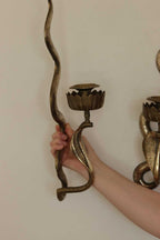 Pair of Egyptian Revival Style Engraved Brass Cobra Sconces