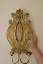 Pair Of Double Arm Art Nouveau Style Swedish Brass Sconces
