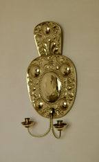 Pair Large baroque Style Mid Century Swedish Brass Sconces